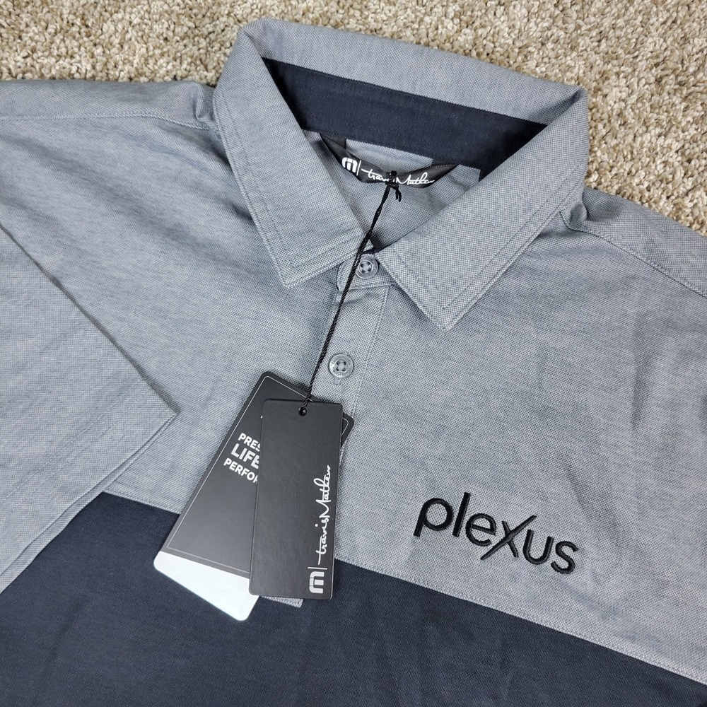 NWT Travis Mathew Mens Medium Black Gray Colorblock Performance Stretch Polo SS